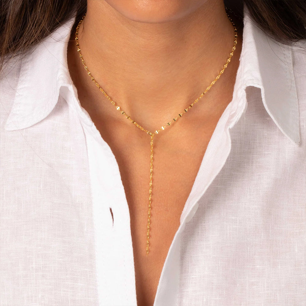 OEL - Minimalist 14K Gold Y-Lariat Necklace