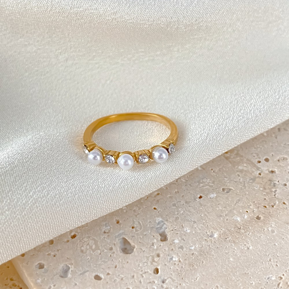 OEL - Pearl & Zircon Half Eternity Ring