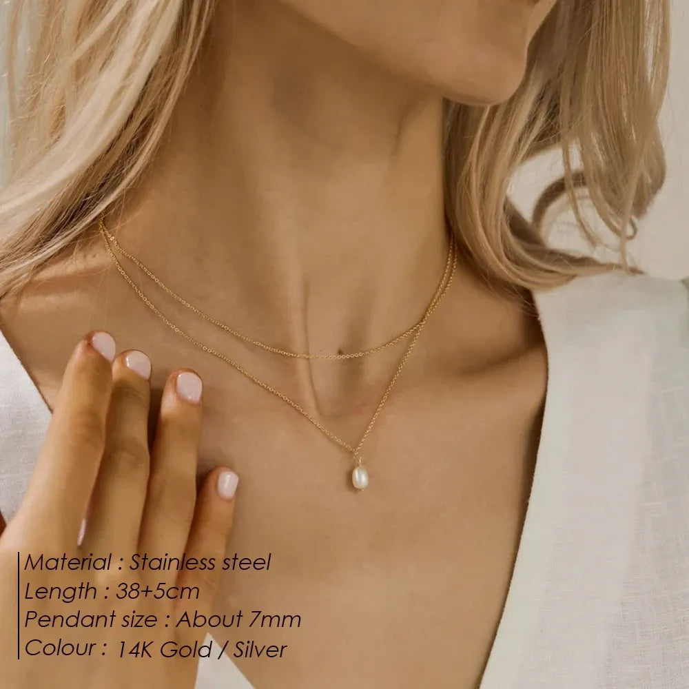 OEL - Freshwater Pearl Box Chain Necklace