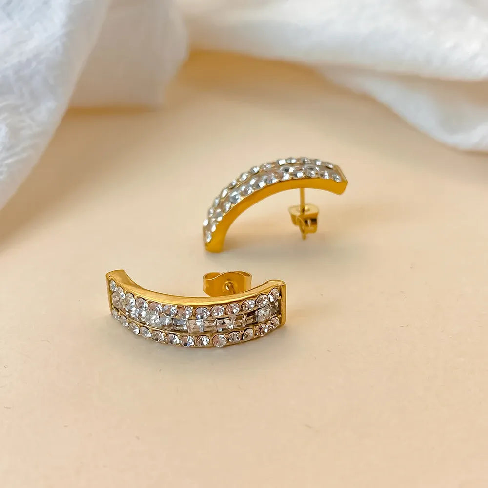 The Aurelia Pavé Arc Earrings | 18K Gold Plated