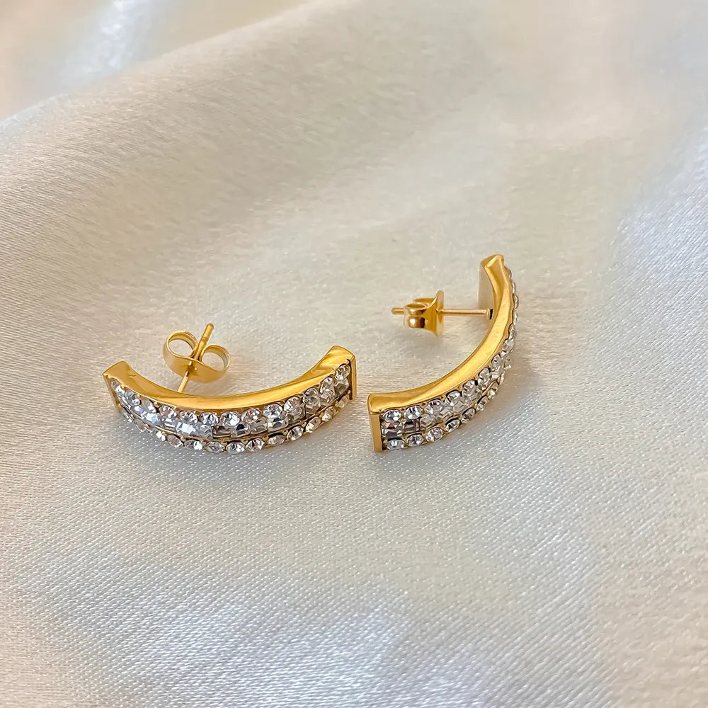 The Aurelia Pavé Arc Earrings | 18K Gold Plated
