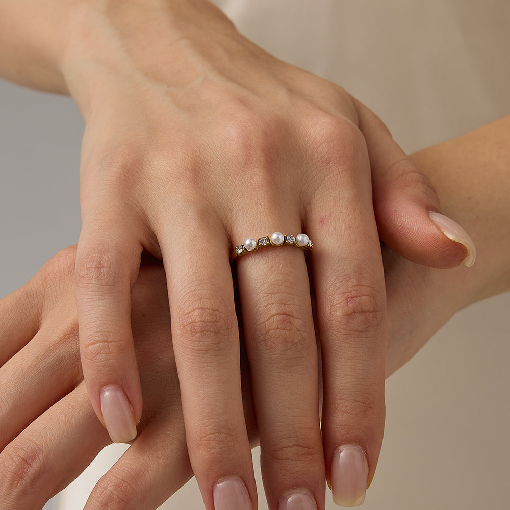 OEL - Pearl & Zircon Half Eternity Ring