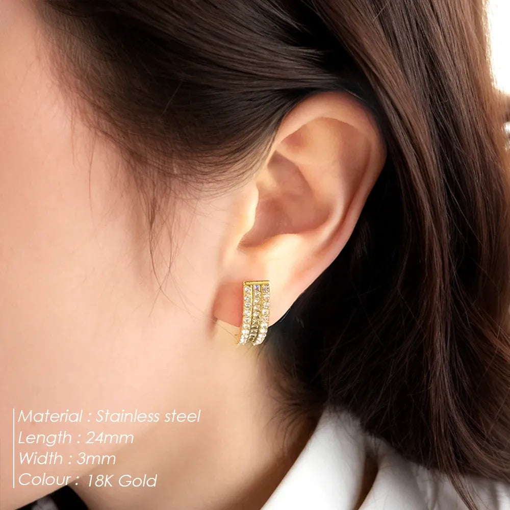 The Aurelia Pavé Arc Earrings | 18K Gold Plated