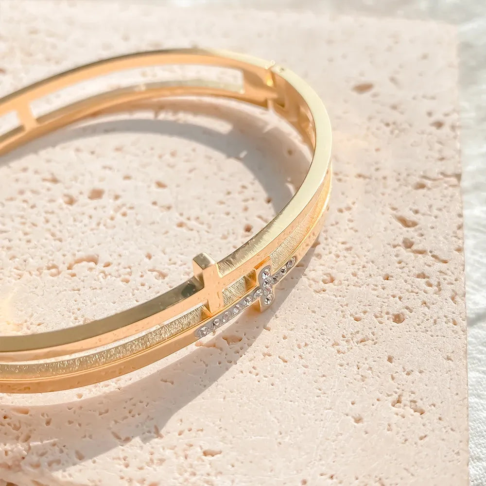 OEL - Pavé Cross Hollow Statement Bangle