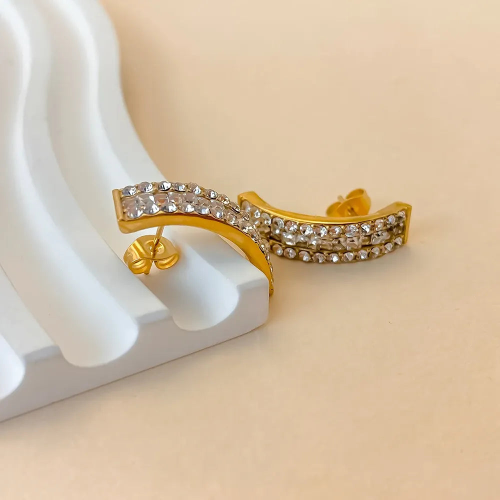 The Aurelia Pavé Arc Earrings | 18K Gold Plated