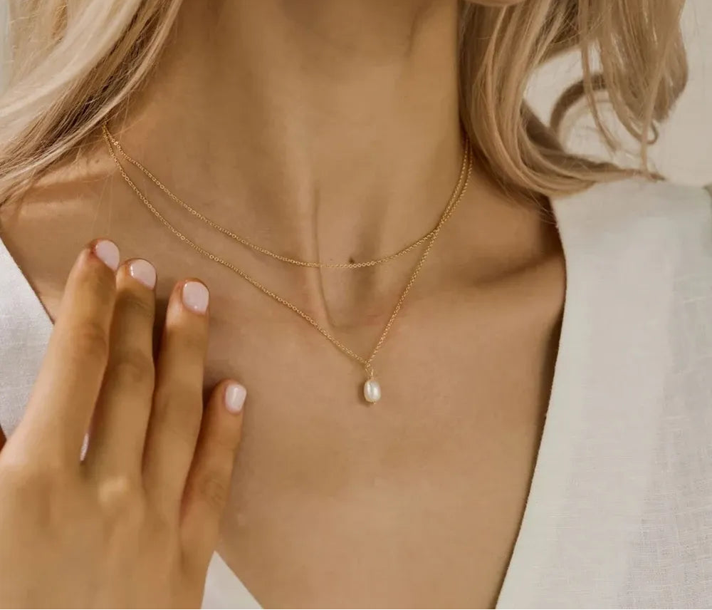 OEL - Freshwater Pearl Box Chain Necklace