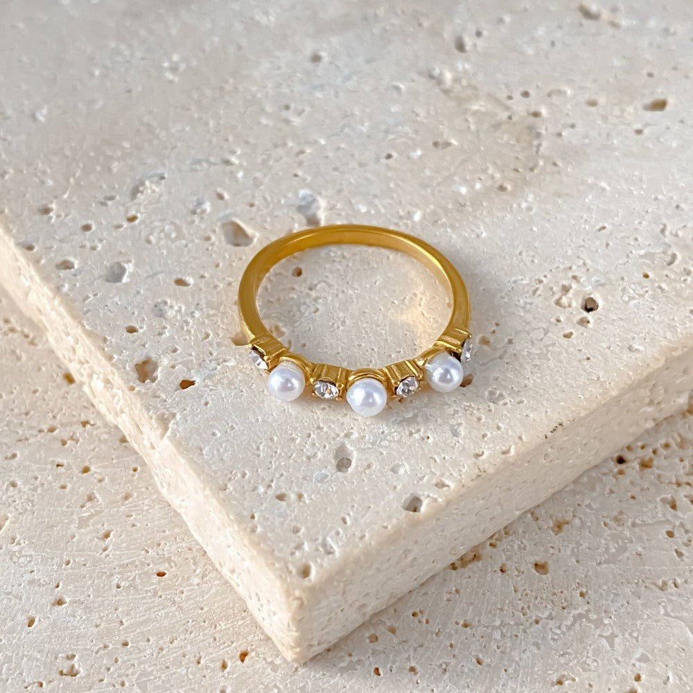 OEL - Pearl & Zircon Half Eternity Ring