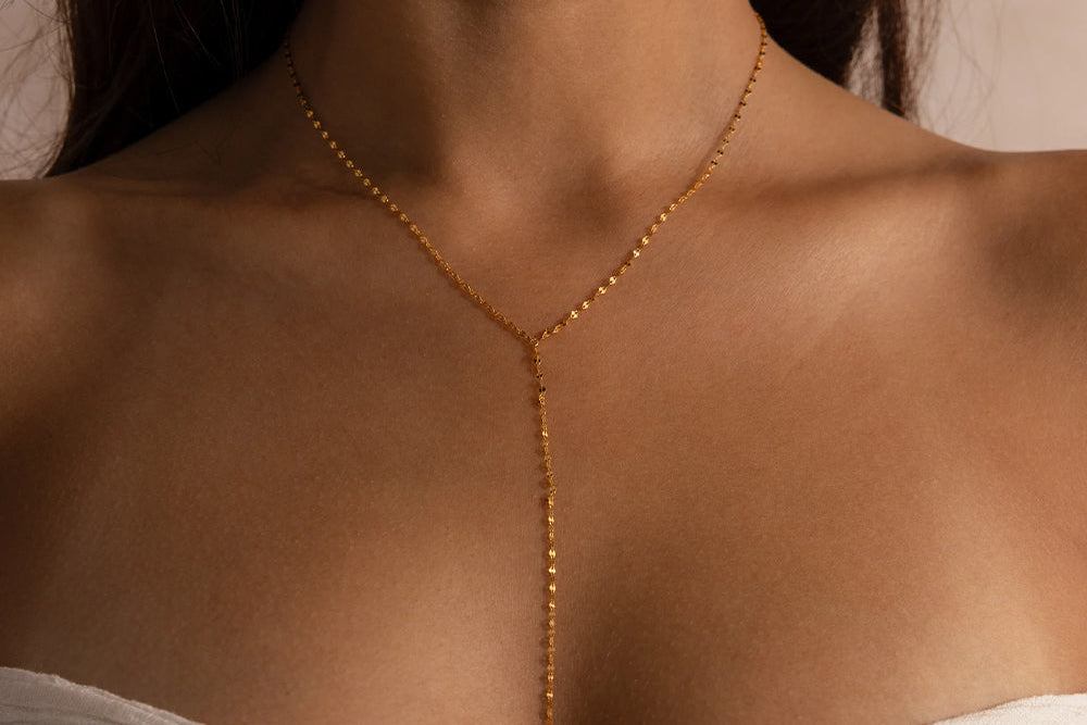 OEL - Minimalist 14K Gold Y-Lariat Necklace