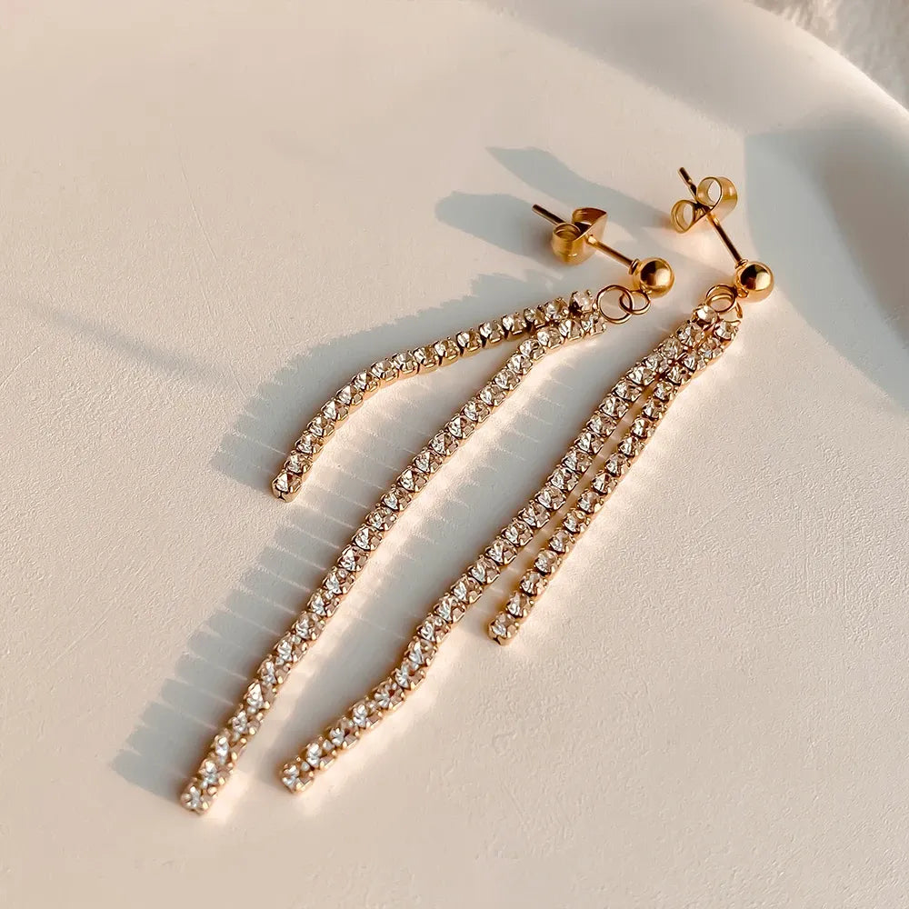The Celeste Pavé Tassel Earrings