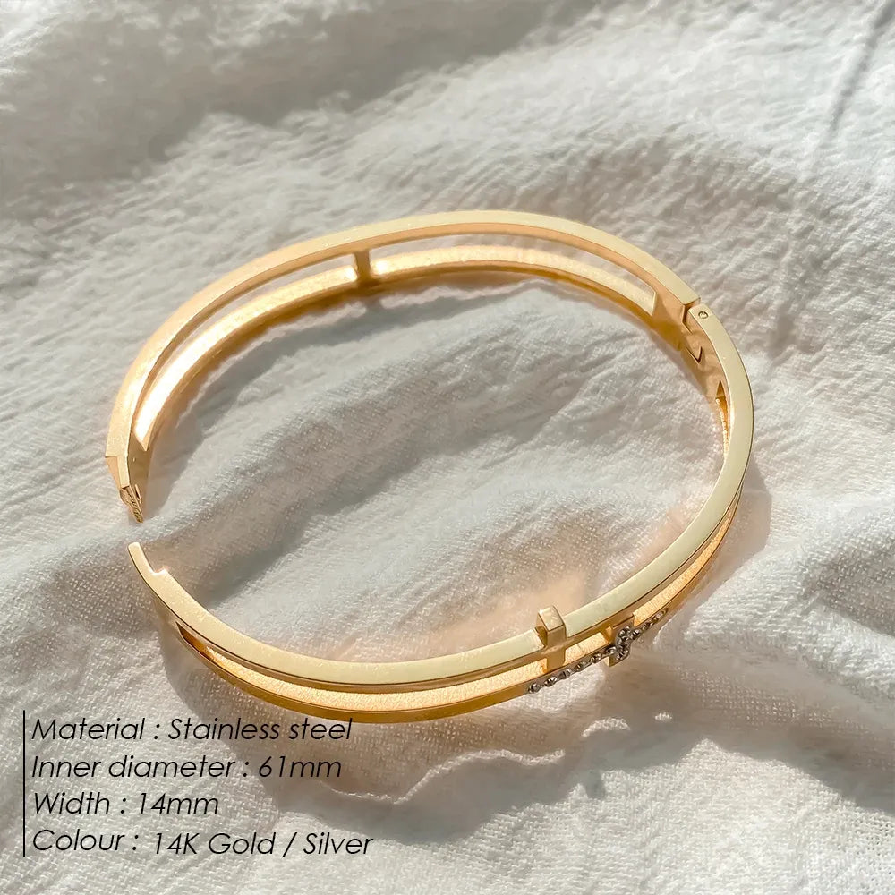 OEL - Pavé Cross Hollow Statement Bangle