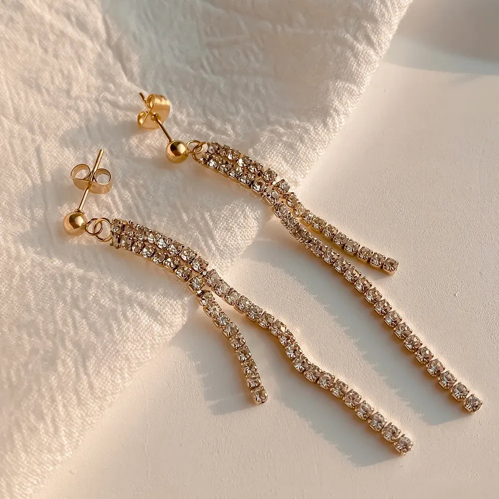 The Celeste Pavé Tassel Earrings