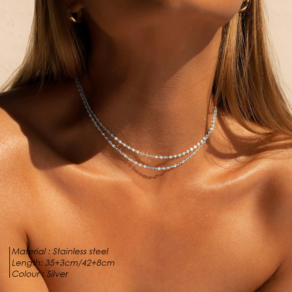 OEL - Double Layered Minimalist Chain Necklace
