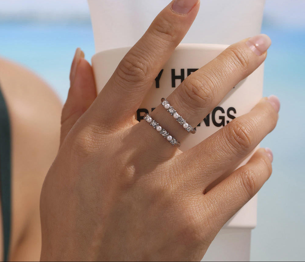 OEL - Pearl & Zircon Half Eternity Ring